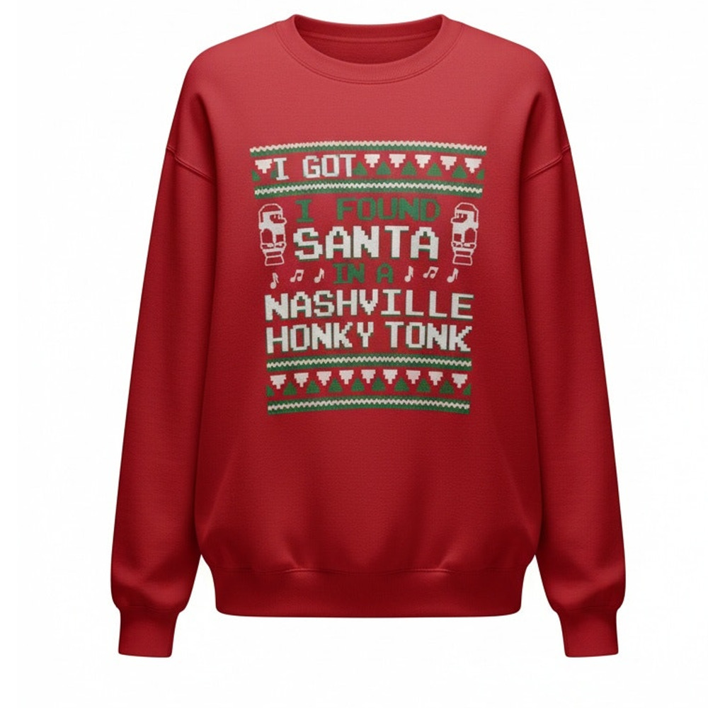 Gildan‎ Heavy Blend Sweatshirt Unisex Large Red Christmas Santa Nashville